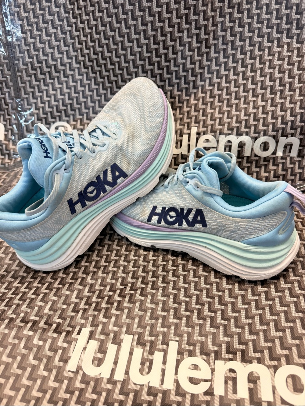 Hoka Women's Light Blue Plush-Run Running Shoes